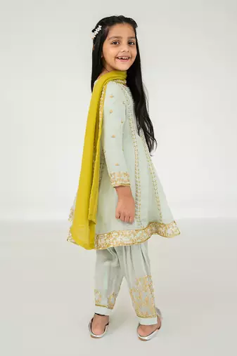 Light mint anarkali set