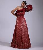 Maroon one shoulder gown