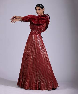 Maroon one shoulder gown 2