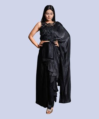 Black stylized saree gown 1