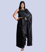 Black stylized saree gown