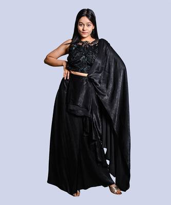 Black stylized saree gown 3