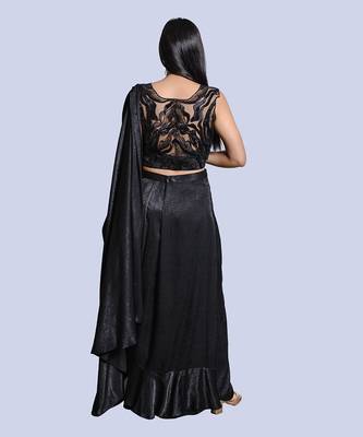Black stylized saree gown 4