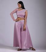 Lilac asymmetical neck pant set