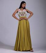 Mustard yellow pleated dress