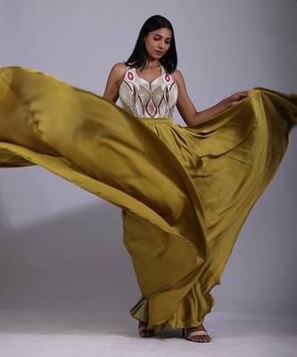 Mustard yellow pleated dress 2