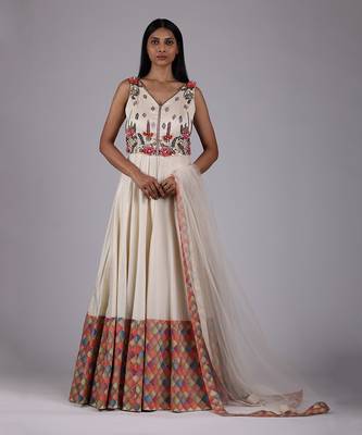 Ivory embroidered anarkali 1