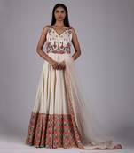 Ivory embroidered anarkali