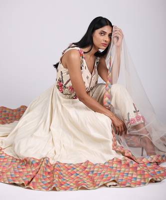 Ivory embroidered anarkali 2