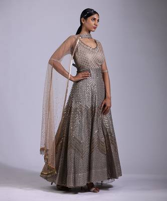 Silver anarkali gown 2