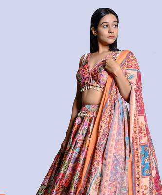 Multicolour Embroidered Lehenga Set 2