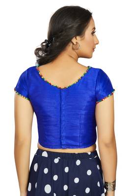 Blue Art Silk Designer Party Wear Readymade Blouse 2