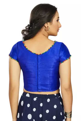 Blue Art Silk Designer Party Wear Readymade Blouse