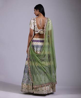 Off White Embroidered Lehenga Set 3