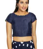 Navy Blue Art Silk Designer Party Wear Readymade Blouse