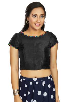 Black Art Silk Designer Party Wear Readymade Blouse 1