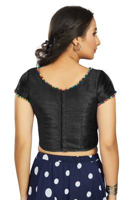 Black Art Silk Designer Party Wear Readymade Blouse 2