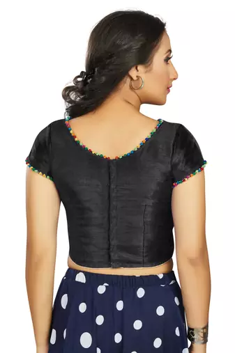 Black Art Silk Designer Party Wear Readymade Blouse