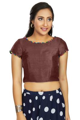 Brown Art Silk Designer Party Wear Readymade Blouse 1