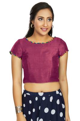 Wine Art Silk Designer Party Wear Readymade Blouse 1
