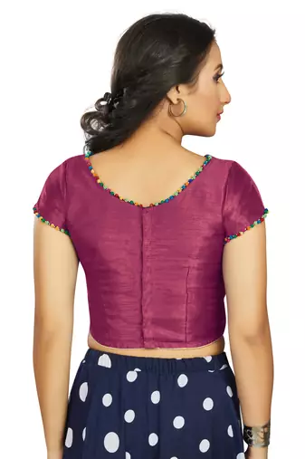 Wine Art Silk Designer Party Wear Readymade Blouse
