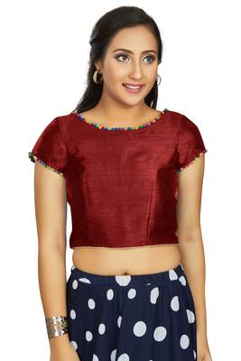 Maroon Art Silk Designer Party Wear Readymade Blouse 1