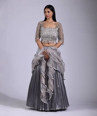 Ivory Pleated Lehenga Set 1