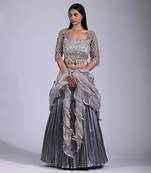 Ivory Pleated Lehenga Set