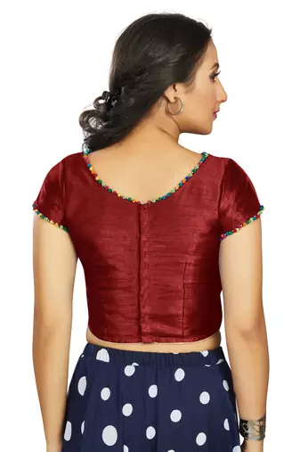 Maroon Art Silk Designer Party Wear Readymade Blouse