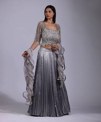 Ivory Pleated Lehenga Set 2