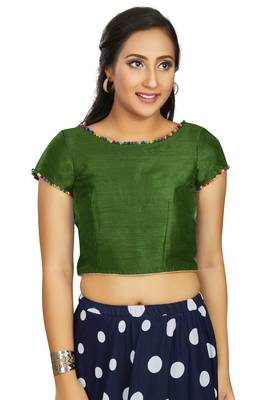 Green Art Silk Designer Party Wear Readymade Blouse 1