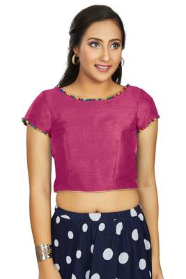 Pink Art Silk Designer Party Wear Readymade Blouse 1