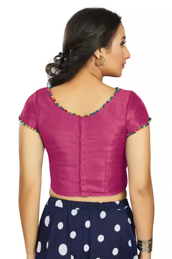 Pink Art Silk Designer Party Wear Readymade Blouse