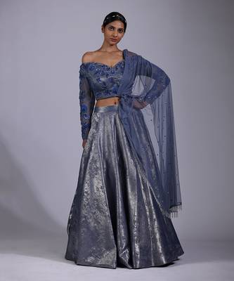 Greyish Blue Lehenga Set 1