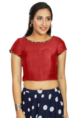 Red Art Silk Designer Party Wear Readymade Blouse 1