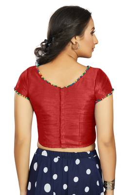 Red Art Silk Designer Party Wear Readymade Blouse 2