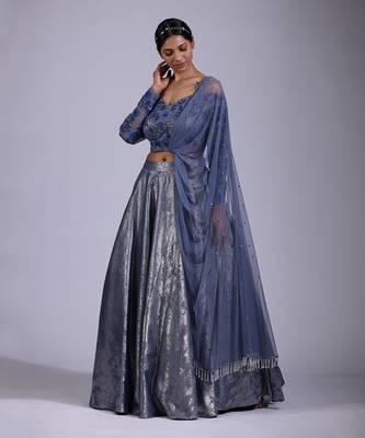 Greyish Blue Lehenga Set 2