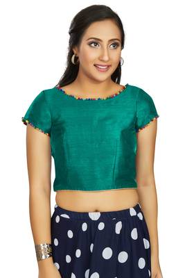 Sea Green Art Silk Designer Party Wear Readymade Blouse 1
