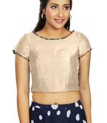 Off White Art Silk Designer Party Wear Readymade Blouse