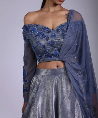 Greyish Blue Lehenga Set 3