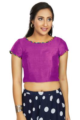Purple Art Silk Designer Party Wear Readymade Blouse 1