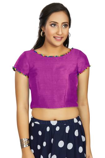 Purple Art Silk Designer Party Wear Readymade Blouse