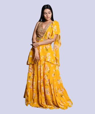 Yellow Floral Lehenga Set 1