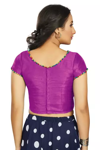 Purple Art Silk Designer Party Wear Readymade Blouse
