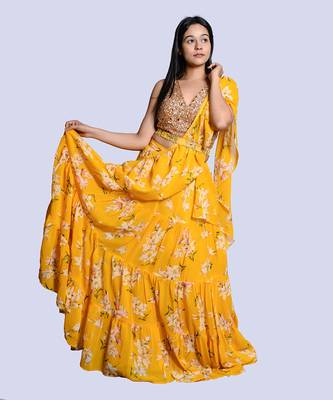 Yellow Floral Lehenga Set 2