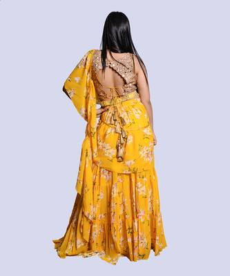 Yellow Floral Lehenga Set 3