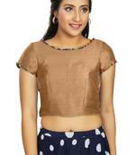Beige Art Silk Designer Party Wear Readymade Blouse