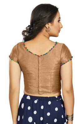 Beige Art Silk Designer Party Wear Readymade Blouse 2