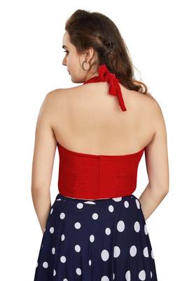 Women's Red Velvet Solid Readymade Blouse 2