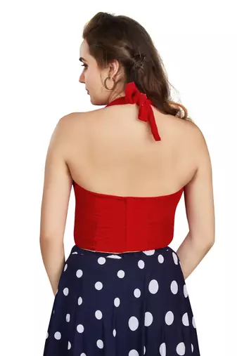 Women's Red Velvet Solid Readymade Blouse